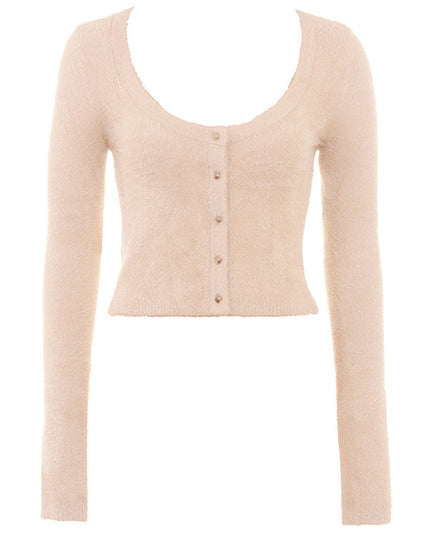 Zachte, pluizige cardigan met knoopjes en lange jurk
