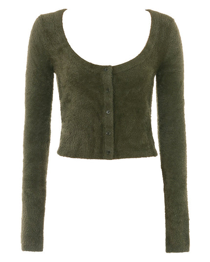 Zachte, pluizige cardigan met knoopjes en lange jurk