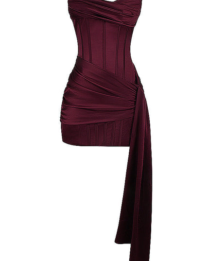 Strapless satijnen korsetjurk
