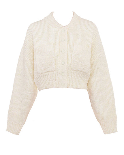 Gebreid crèmekleurig warm vest