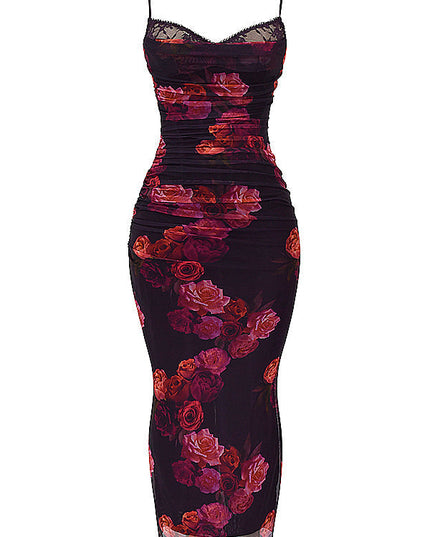 Romantische lange jurk met bloemenprint