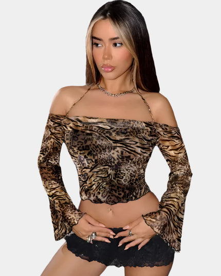 Casual top met lange mouwen en luipaardprint