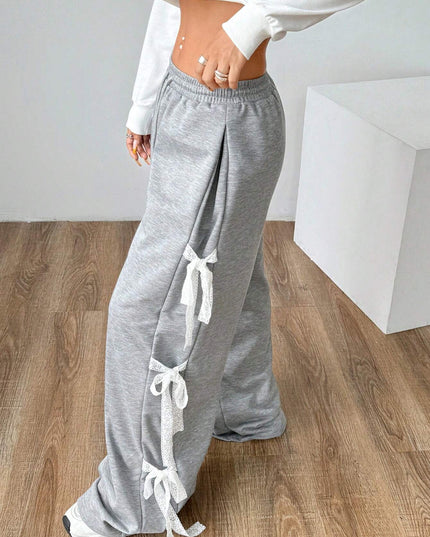 Wijde broek met kanten strik