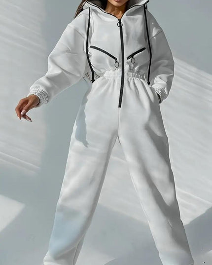 Jumpsuit met capuchon en trekkoord