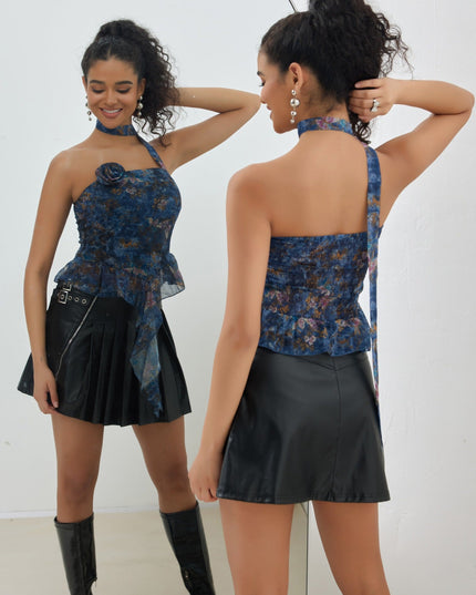 Top met bloemenprint en ruches