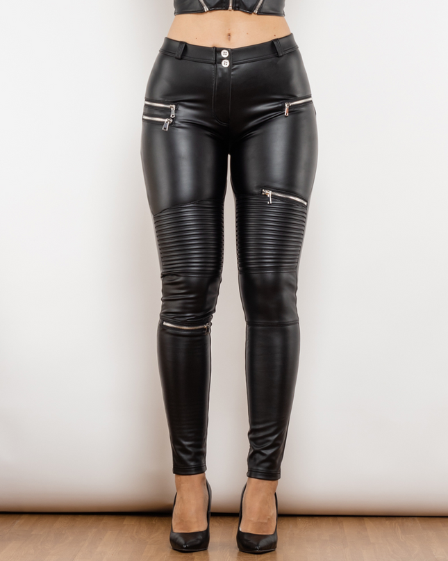 Zwarte leren broek met zakken