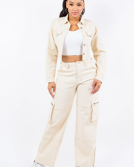 Lili cropped jasje met vetersluiting aan de achterkant