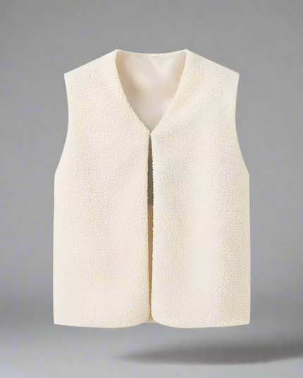 Damesvest met ronde hals van losse lamswol