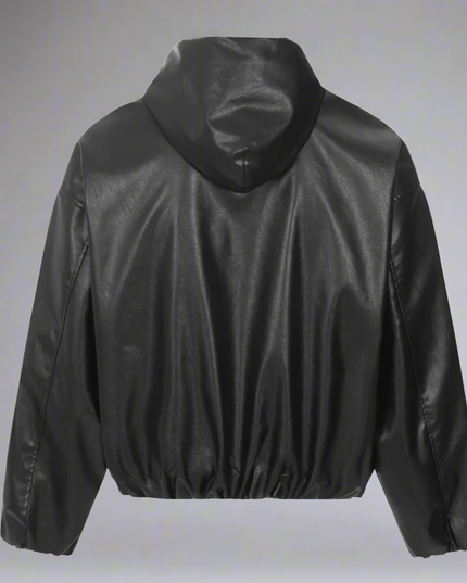 Leren jas met retro capuchon
