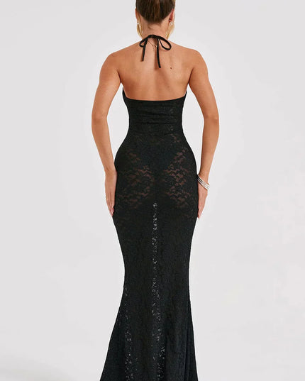 Elegante zwarte lange jurk