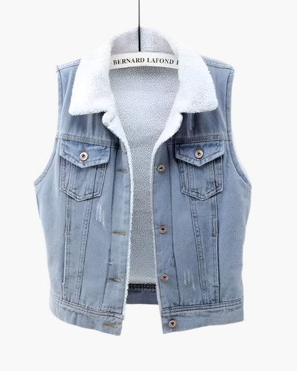 Gewatteerd denim vest van lamswol