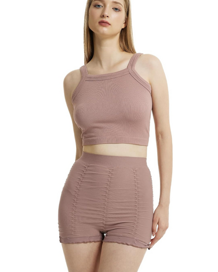 Strakke gestructureerde shorts