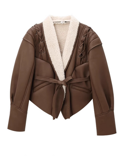 Bruine bontjas in retrostijl
