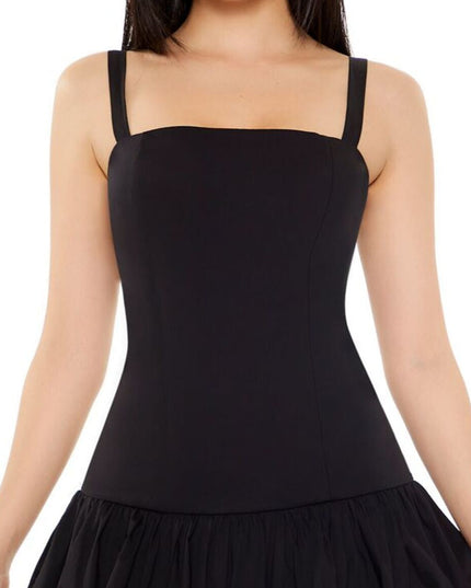 Zwarte casual mini-jurk met ruches