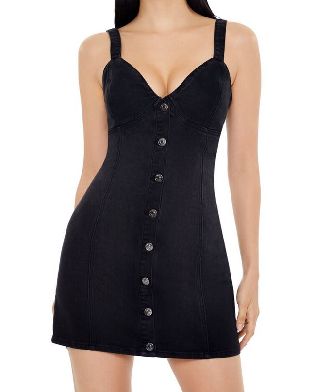 Elise denim mini-jurk met bouten