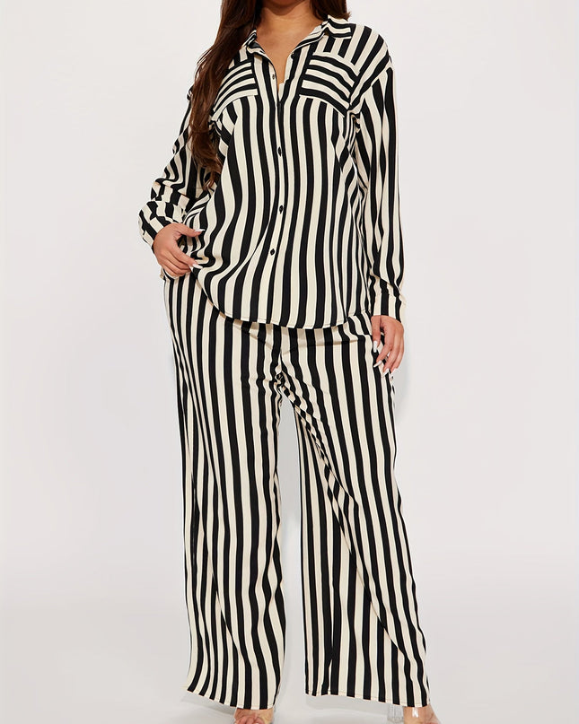 Gestreept shirt met lange mouwen en wijde broek
