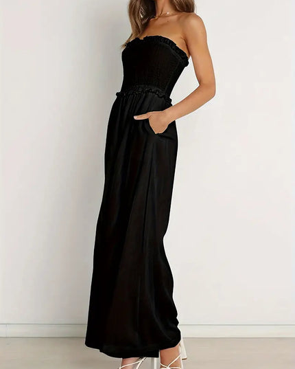 Zwarte off-shoulder jumpsuit