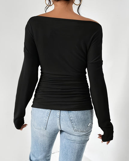 T-shirt met asymmetrische halslijn