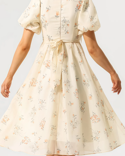 Fefya bloemen midi-jurk met V-hals