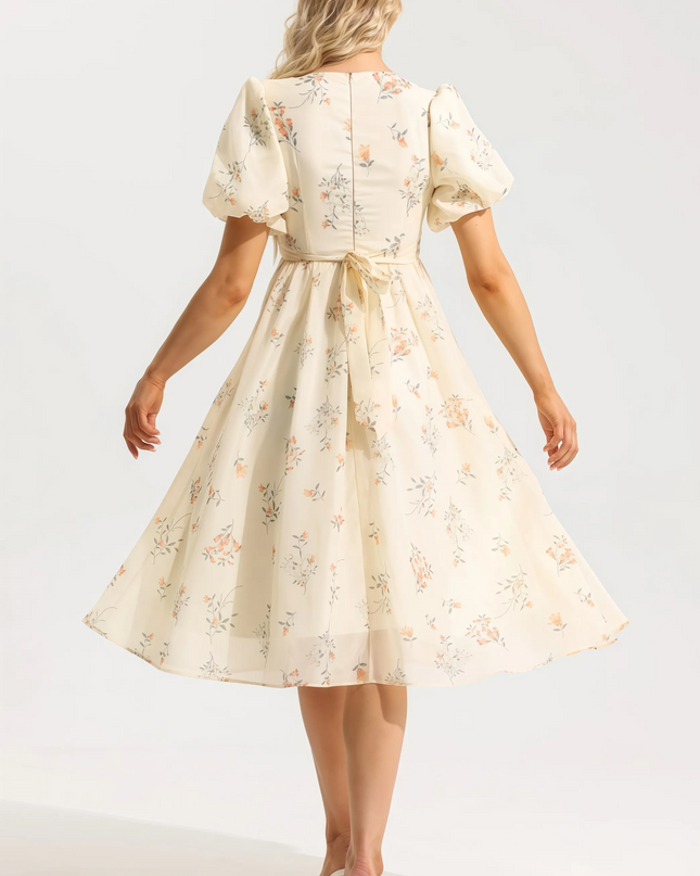 Fefya bloemen midi-jurk met V-hals