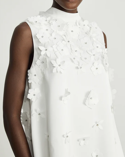 Denisa witte minijurk met bloemendetails