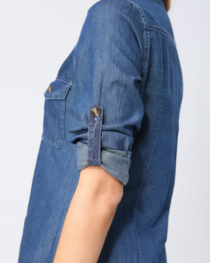 Loszittende denim blouse/jurk