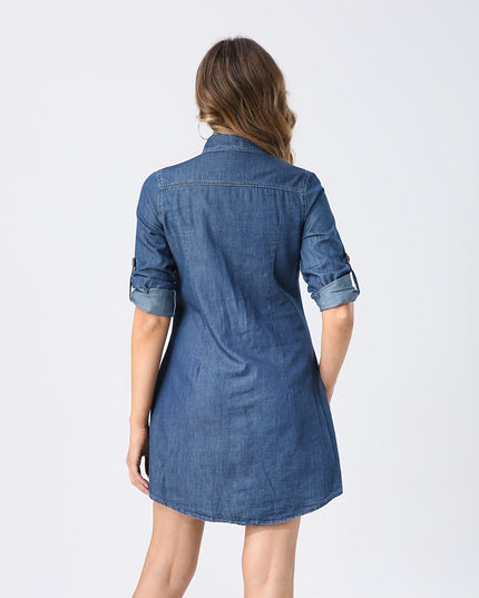 Loszittende denim blouse/jurk