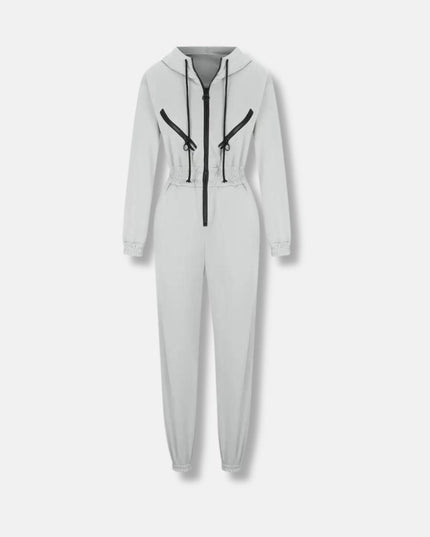 Jumpsuit met capuchon en trekkoord