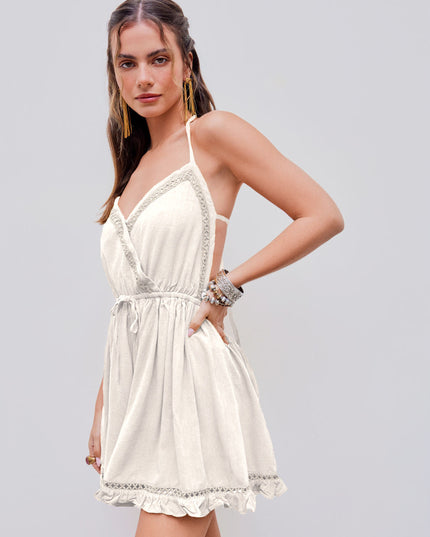 Casual elegante witte jurk met structuur