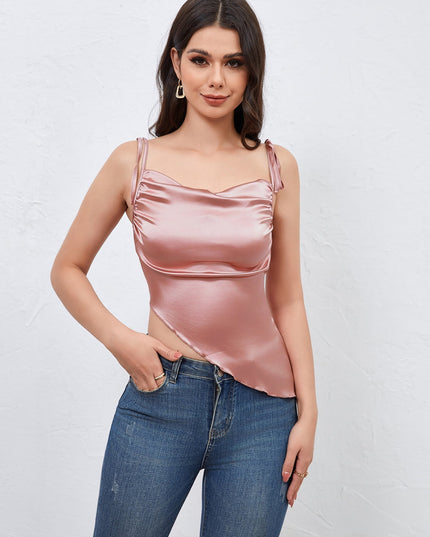 Elegante roze top met veterdetail