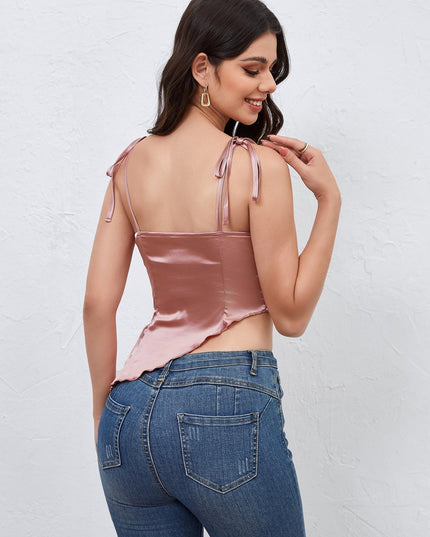 Elegante roze top met veterdetail