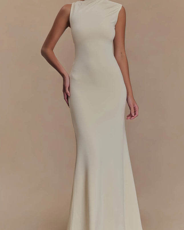 Beige maxi-jurk van Katty met uitgesneden rug