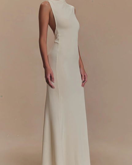 Beige maxi-jurk van Katty met uitgesneden rug