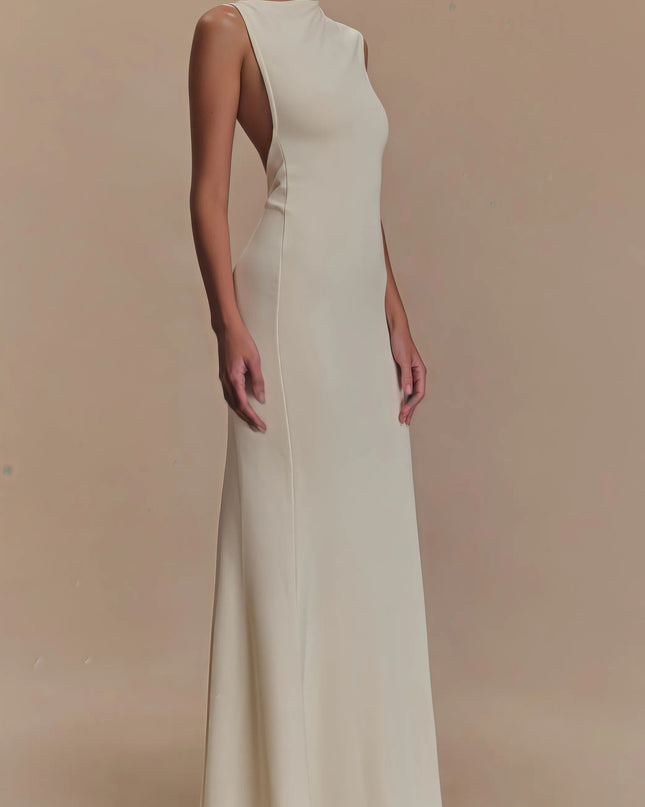 Beige maxi-jurk van Katty met uitgesneden rug