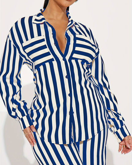 Gestreept shirt met lange mouwen en wijde broek