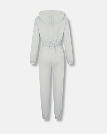 Jumpsuit met capuchon en trekkoord