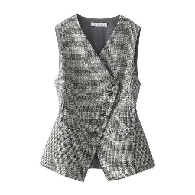 Elegant zwart-wit gebloemd vest