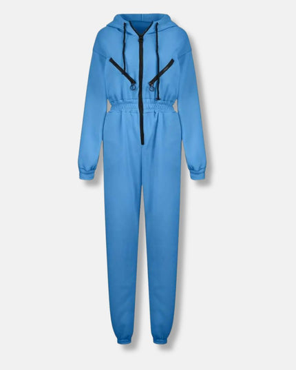 Jumpsuit met capuchon en trekkoord