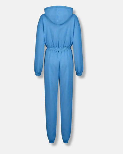 Jumpsuit met capuchon en trekkoord