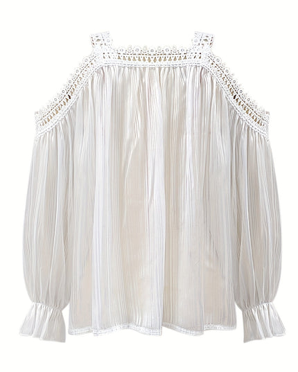 Gedrapeerde blouse met kanten rand