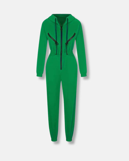 Jumpsuit met capuchon en trekkoord