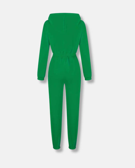 Jumpsuit met capuchon en trekkoord