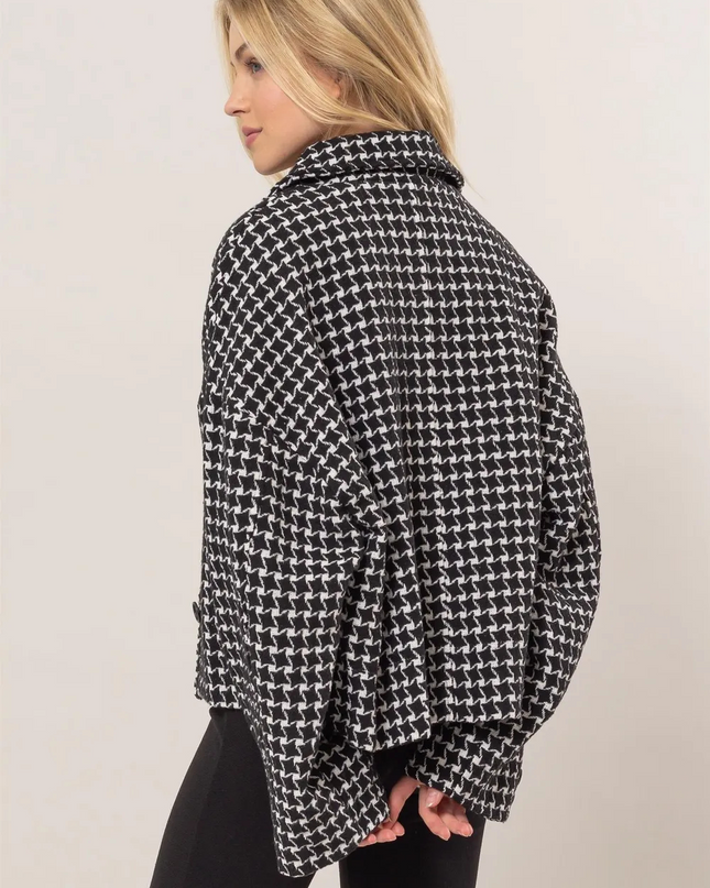 Tweed geruite jas met knoopjes
