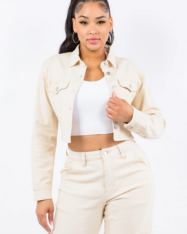 Lili cropped jasje met vetersluiting aan de achterkant