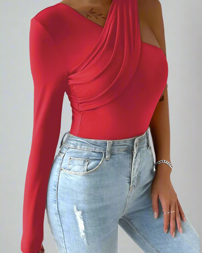 Mouwloze jersey top met asymmetrische halslijn