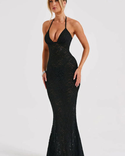 Elegante zwarte lange jurk