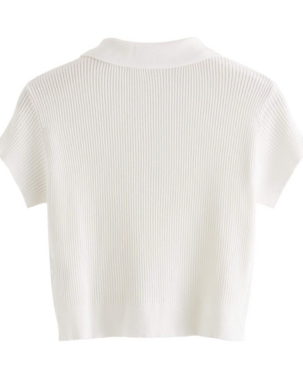 T-shirt met hoge kraag en halve knoopjes
