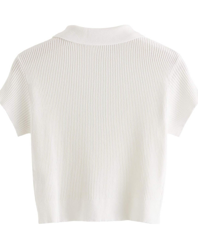 T-shirt met hoge kraag en halve knoopjes