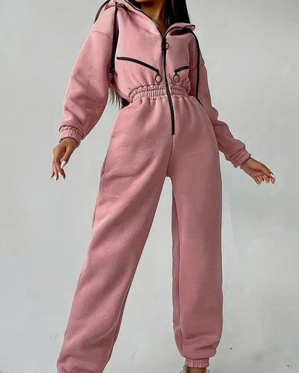 Jumpsuit met capuchon en trekkoord