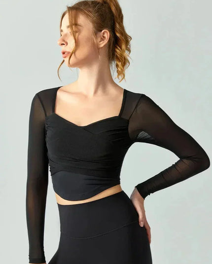 Twisted sport T-shirt met lange mouwen